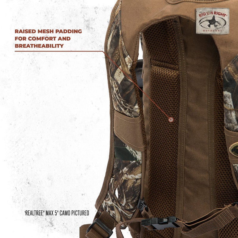 Rig Em Right Rig'Em Right Waterfowl Stump Jumper Duck Hunting Blind Backpack with Multi-Layered Padded Shoulder Straps and Back Support, Ammo pockets, Sunglasses Case and More (Mossy Oak Bottom Lands Camo) - Image 5